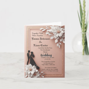 Romantic Couple Silhouette Rose Gold Wedding Invitation