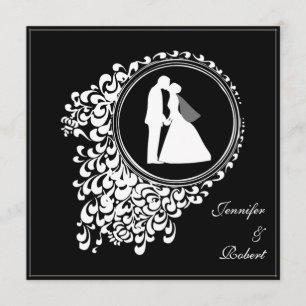 Romantic Couple Silhouette Wedding Invitation
