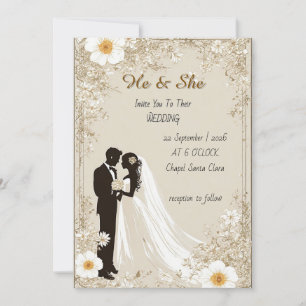 🌿 Romantic Couple Silhouette With Floral Frame 🌿 Invitation