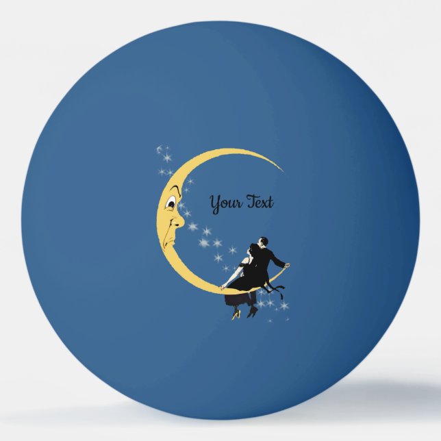 Romantic Couple Sitting on Angry Crescent Moon Ping Pong Ball (Front)