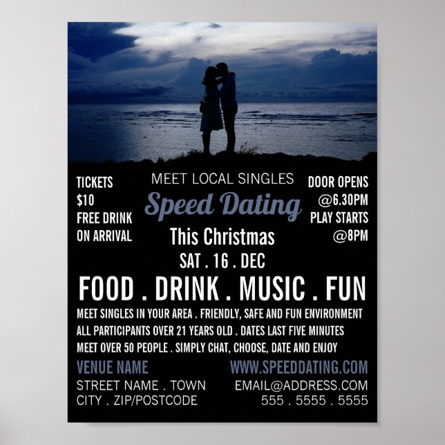 Romantic Couple, Speed Dating Event Advertising Poster (Front)