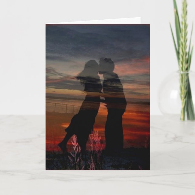 Romantic Couple Sunset lovers Greeting Card Art (Front)