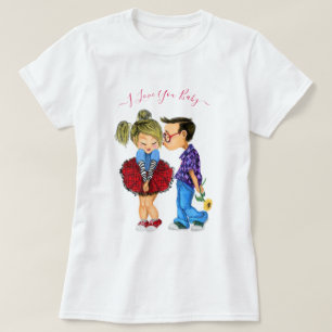 Romantic Couple T-Shirt and Text - I Love You Baby