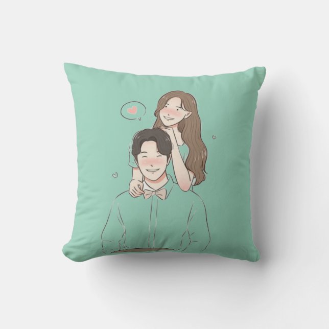 Romantic Couple Throw Pillow Cute Love Gift  (Front)