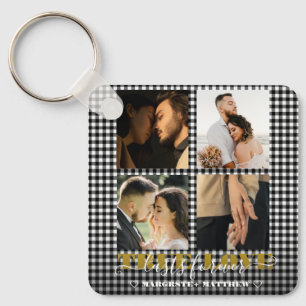 Romantic Couple True Love 4 Photo & Quote Keychain