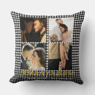 Romantic Couple True Love 4 Photo & Quote Throw Pillow