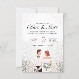 Romantic Couple Typography Wedding Invitation