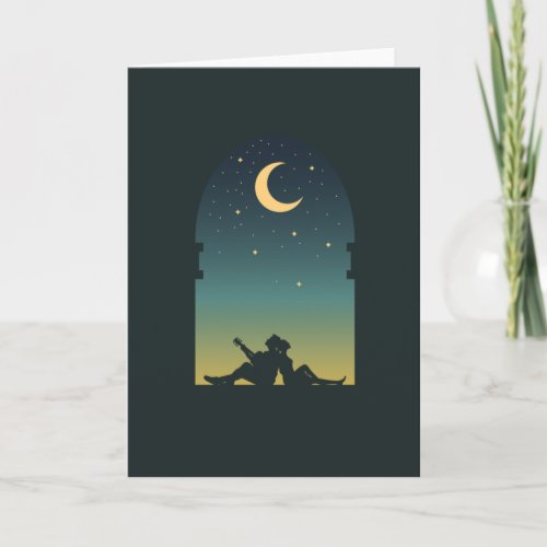 Romantic Couple Under The Moon Card