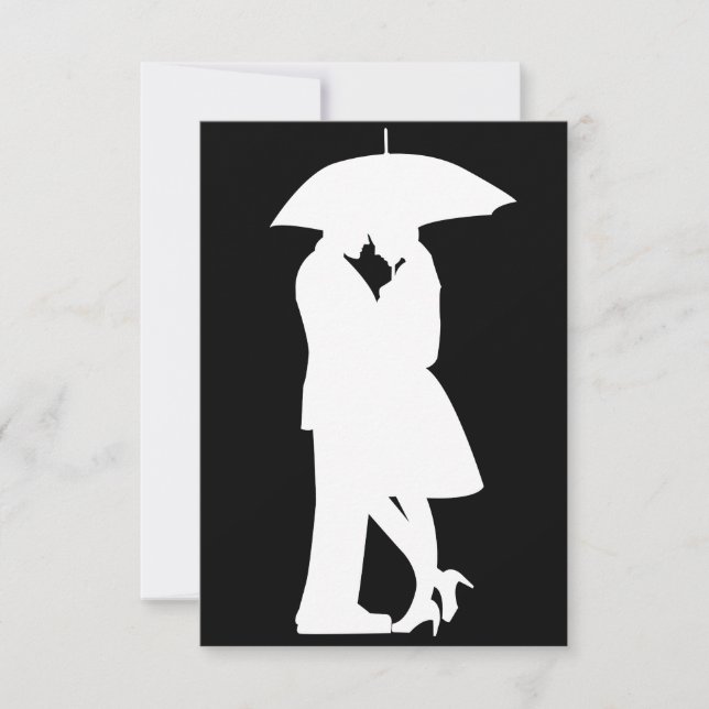 Romantic Couple Under Umbrella Invitations (Front)