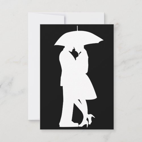 Romantic Couple Under Umbrella Invitations