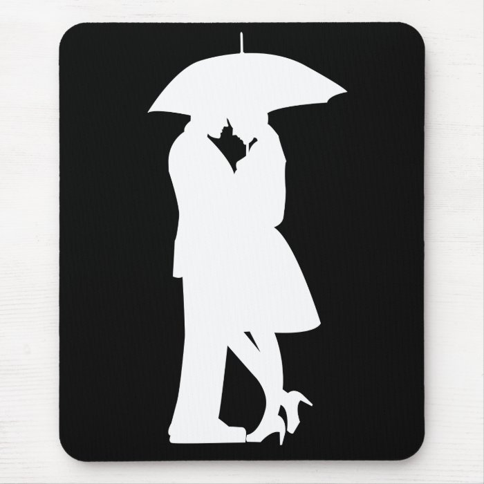 Romantic Couple Under Umbrella Mouse Pad