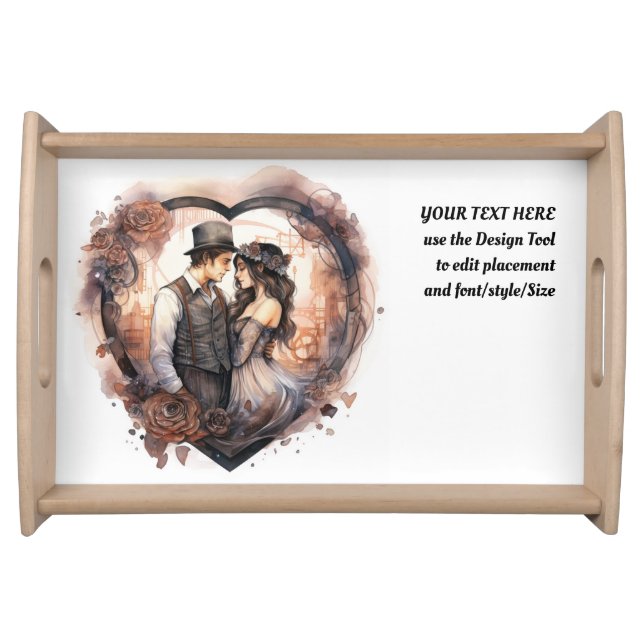 Romantic Couple Watercolor Wedding Serving Tray (Front)