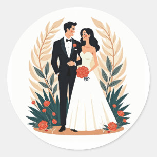 Romantic Couple Wedding Sticker