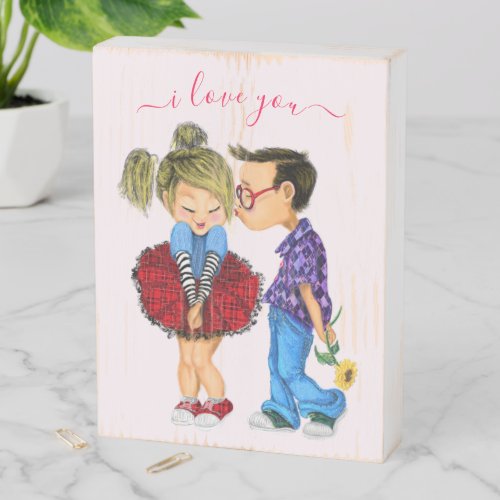 Romantic Couple Wooden Box Sign _ I Love You