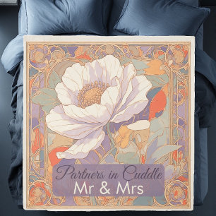 Romantic Couples Duvet Cover Mr & Mrs Art Nouveau