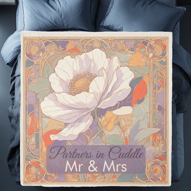 Romantic Couples Duvet Cover Mr & Mrs Art Nouveau (Partners in Cuddle Mr & Mrs Romantic Art Nouveau Duvet Cover)