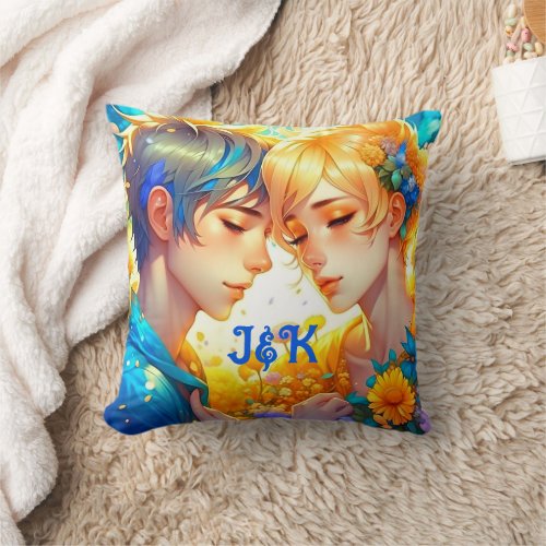 Romantic Couples Gift  Anime Boy and Girl Throw Pillow