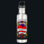 Romantic Couple's Gift | Tattoo Style Art    Stainless Steel Water Bottle<br><div class="desc">Personalized Graffiti or tattoo style artwork with a cartoon heart and flowers with personalized couple's names. Cute for Valentine's Day or an Anniversary or wedding gift.</div>