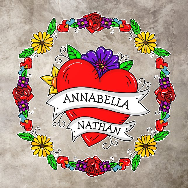 Romantic Couple's Gift | Tattoo Style Art  Wedding Floor Decals (Insitu)