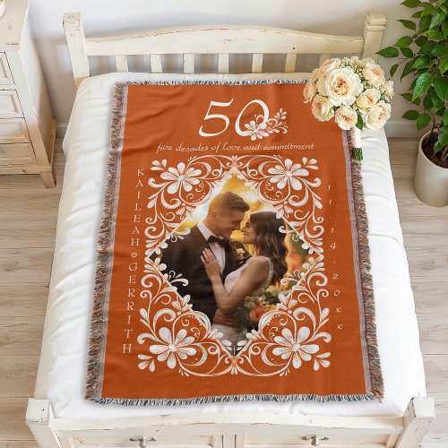 Romantic Couples Photo Burnt Orange 50 Anniversary