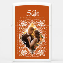 Romantic Couples Photo Burnt Orange Zippo Lighter