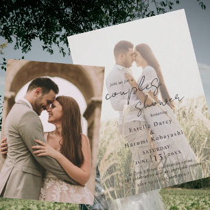 Romantic Couples Shower Photo Elegant Script Invitation
