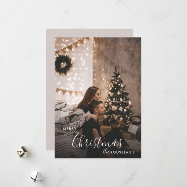 Romantic Cozy Couple Christmas Holiday Photo Card (Front/Back In Situ)