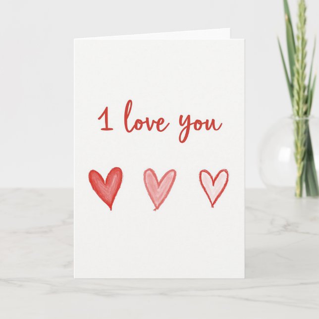 Romantic Crayon Hearts Love Card (Front)