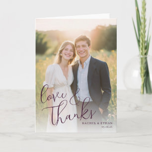 Romantic Cream Blue Photo Thank You Card