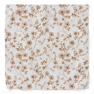 Romantic Cream Brown Floral  Bandana