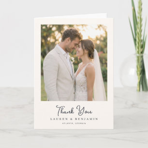 Romantic Cream Classic Photo Letterpress Thank You Card