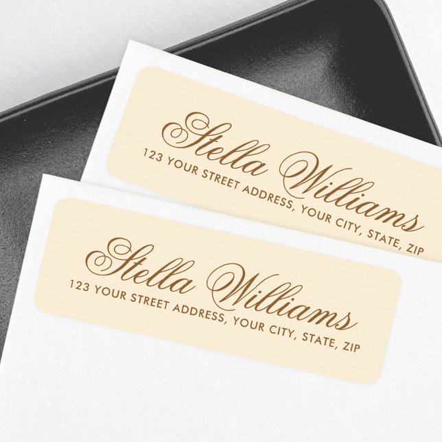 Romantic cream colored calligraphy script address label (Creator Uploaded)