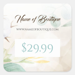 Romantic Cream Floral Elegant Boutique Price Tags