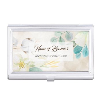 Romantic Cream Floral Elegant Flowers And Script Business Card Case by GirlyBusinessCards at Zazzle
