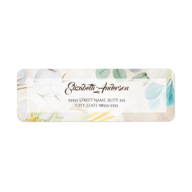 Romantic Cream Floral Elegant Flowers and Script Label (Front)