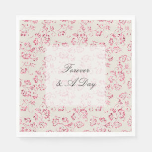 Romantic Cream Pink Glitter Floral Wedding Napkins