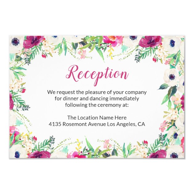 Romantic Cream Purple Floral Reception Card