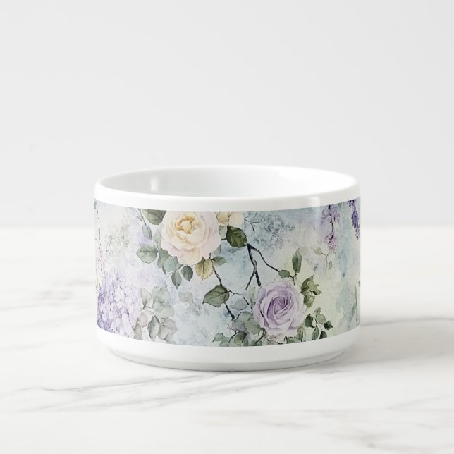 Romantic Cream purple flowers   Bowl (Center)