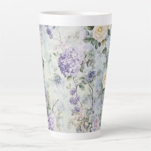 Romantic Cream purple flowers Latte Mug