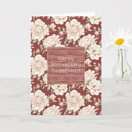 Romantic Cream Red Floral Anniversary