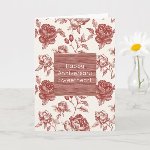 Romantic Cream Red Roses Floral Anniversary