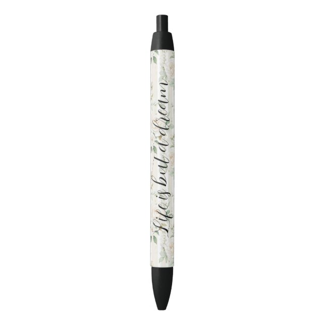 Romantic Cream Roses Floral Bridal Shower Wedding Pen (Front Vertical)