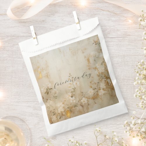 Romantic Cream White Floral Wedding Favor Bag