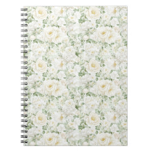 Romantic Cream White Roses Floral  Notebook