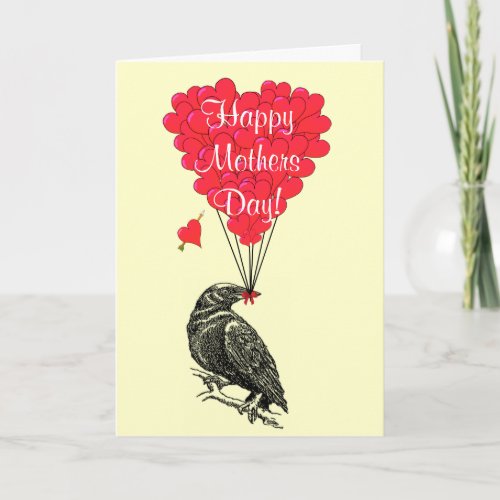 Romantic crow mothers day card