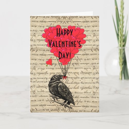 Romantic crow Valentines day Holiday Card
