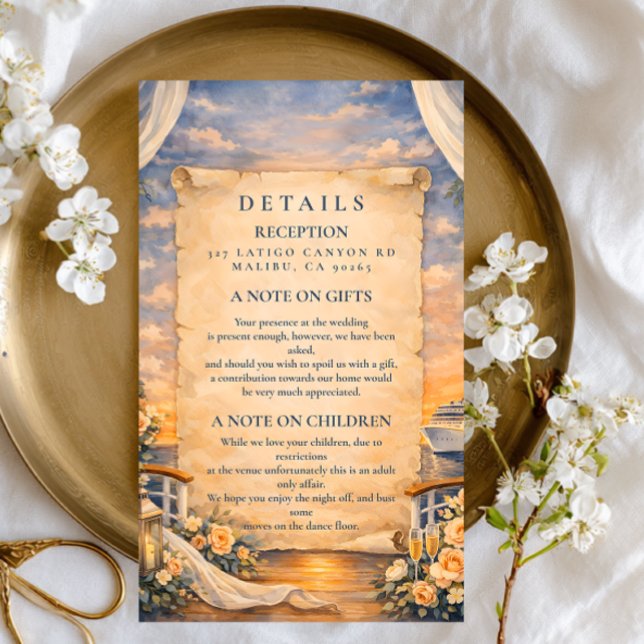 Romantic Cruise Sunset Wedding Enclosure Card (Creator Uploaded)