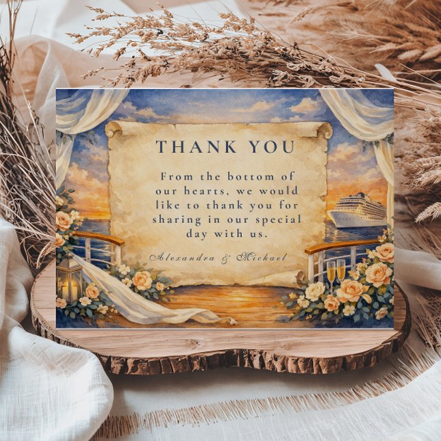 Romantic Cruise Sunset Wedding Thank You Card (Creator Uploaded)