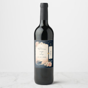 Romantic Cruise Wedding Voyage Rose Luxe Wine Label