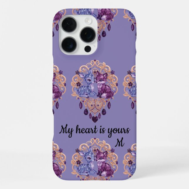 Romantic Crystal Animals Custom Couple iPhone Case (Back)